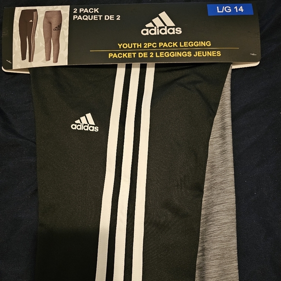 Brand new with tags Adidas youth leggings pack of 2! - Picture 2 of 3